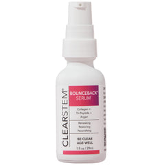 CLEARSTEM BounceBack bottle illustrating a lightweight serum for daily hydration
