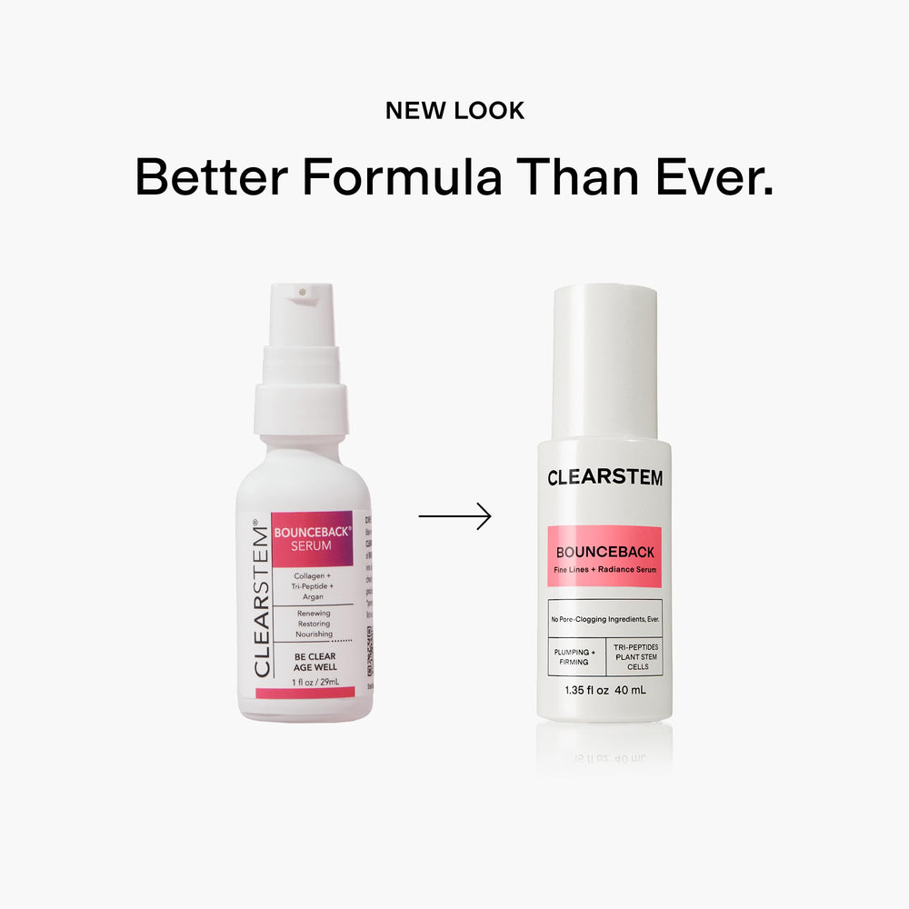 CLEARSTEM BounceBack serum on skin demonstrating a silky, fast-absorbing texture