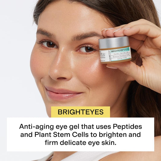 Applying CLEARSTEM BrightEyes eye gel around the eye area for cooling relief.