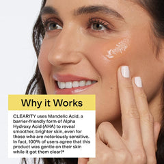 CLEARSTEM CLEARITY label close-up highlights clean ingredients and non-comedogenic formula