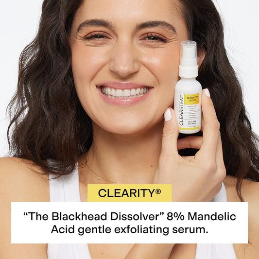 CLEARSTEM CLEARITY serum texture close-up shows creamy consistency for smooth application