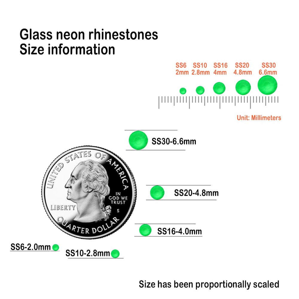 CLEKSPOYE neon-green flatback rhinestones for tumblers and phone cases, brilliant sparkle.
