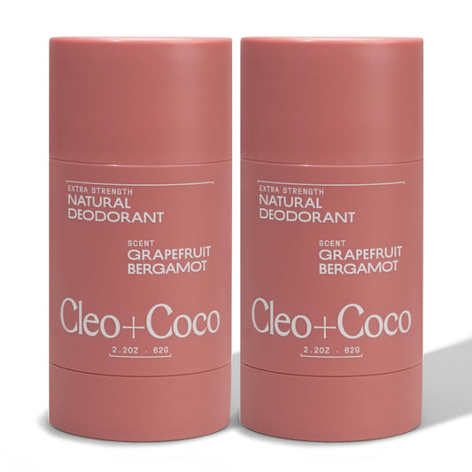 Cleo + Coco deodorant balm with grapefruit bergamot for all-day freshness.