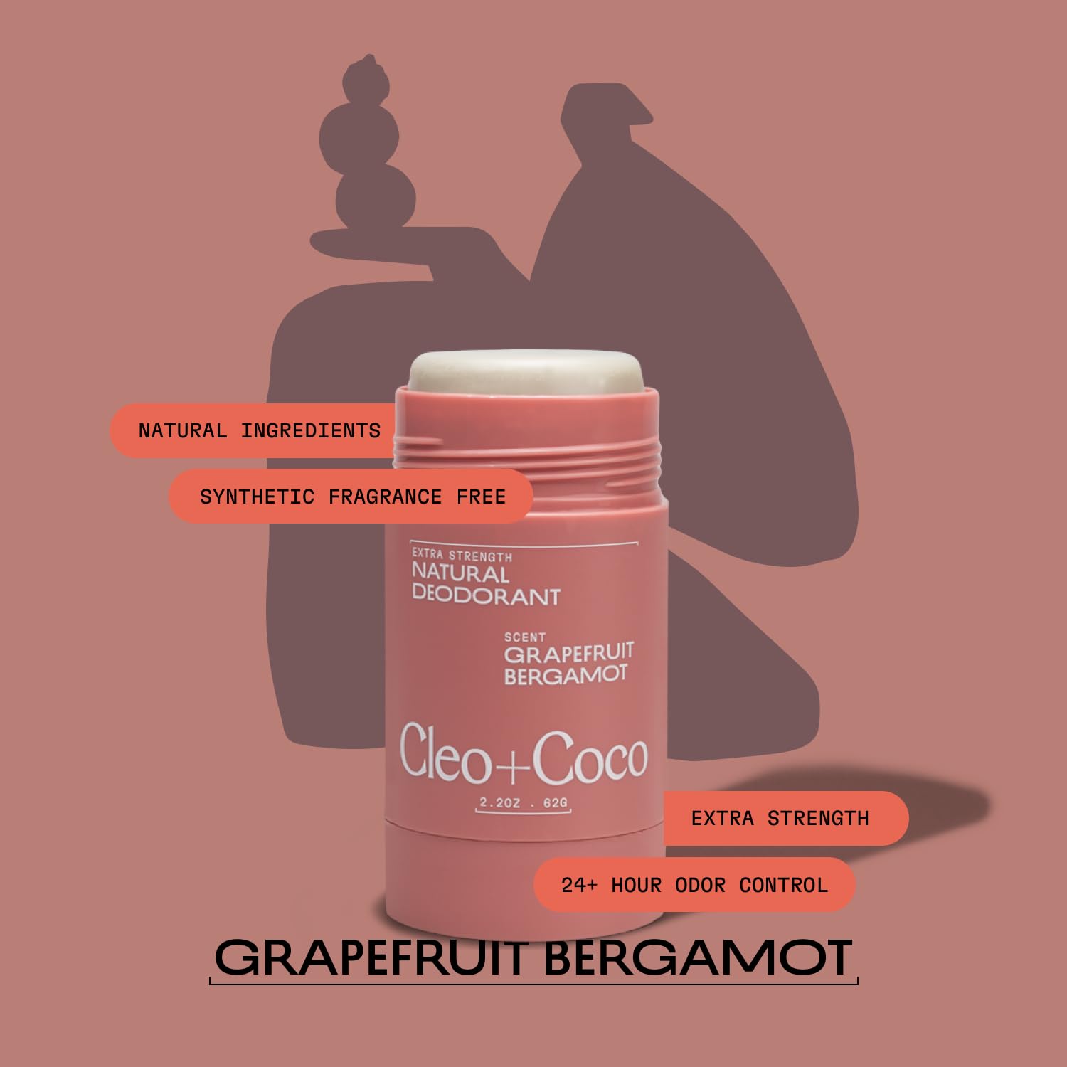 Cleo + Coco activated charcoal and probiotics formula supports gentle odor control.
