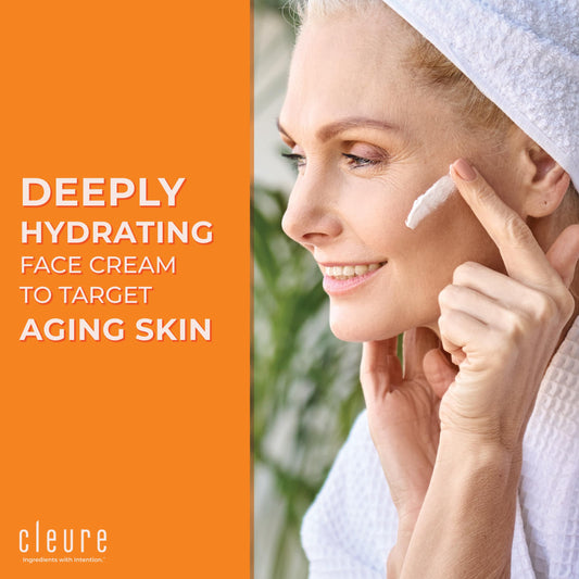 Texture closeup of Cleure night cream with hydrating sodium hyaluronate