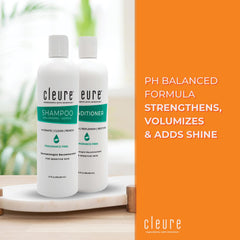 Cleure hypoallergenic shampoo label close-up: SLS-free and paraben-free formula for gentle cleansing.