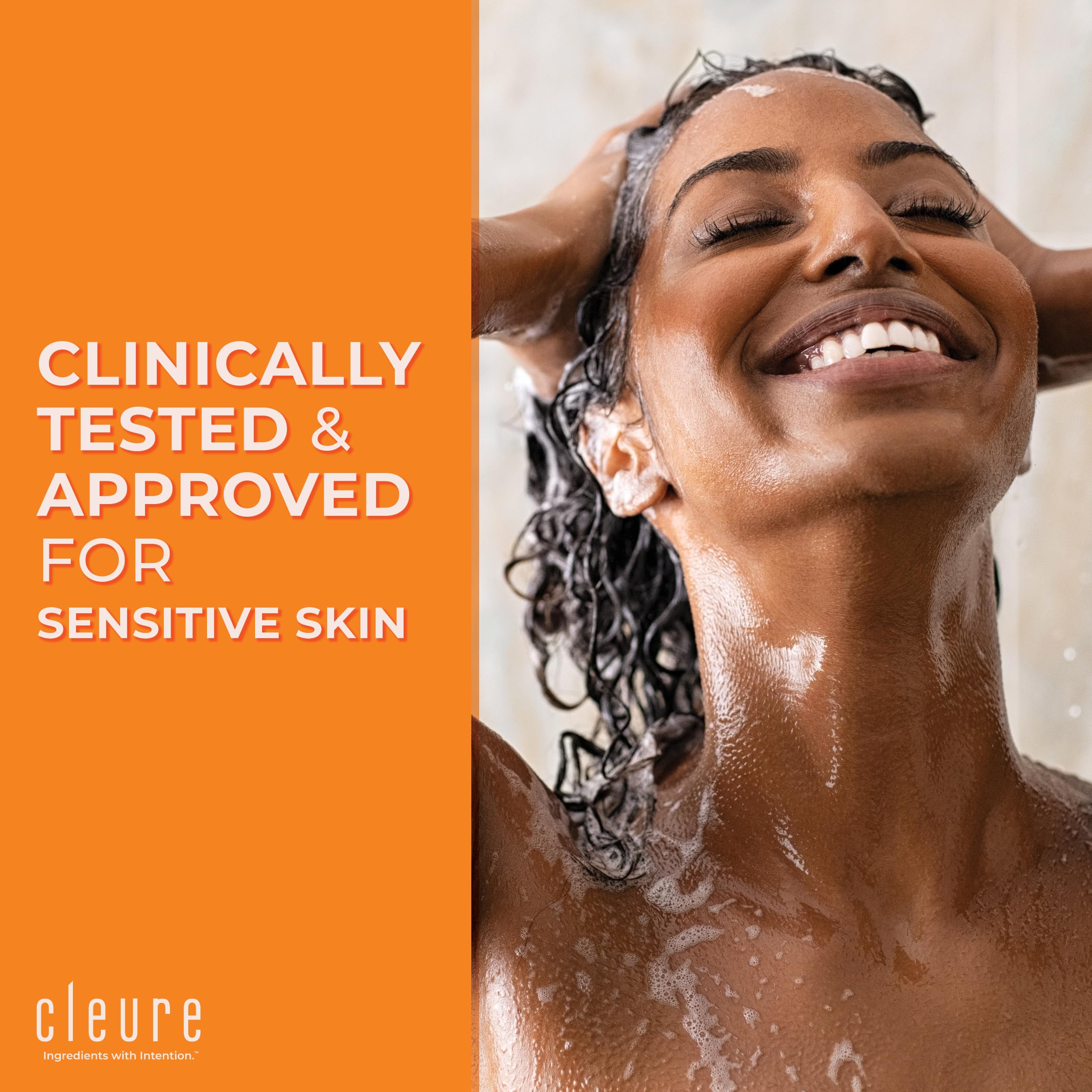 Cleure shampoo lather in hand demonstrates lightweight cleansing without weighing hair down.