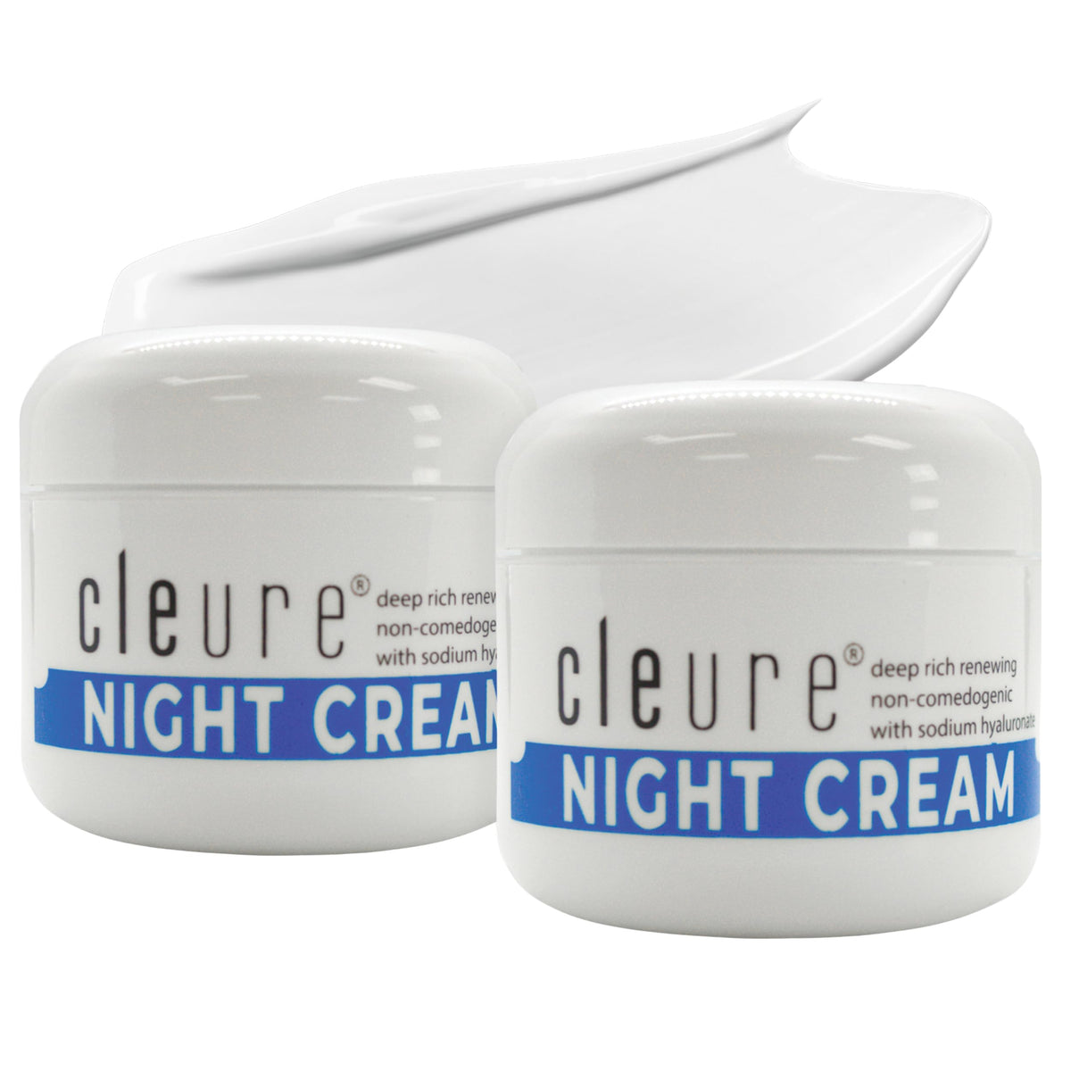 Cleure Hyaluronic Acid night cream jar closeup for sensitive skin
