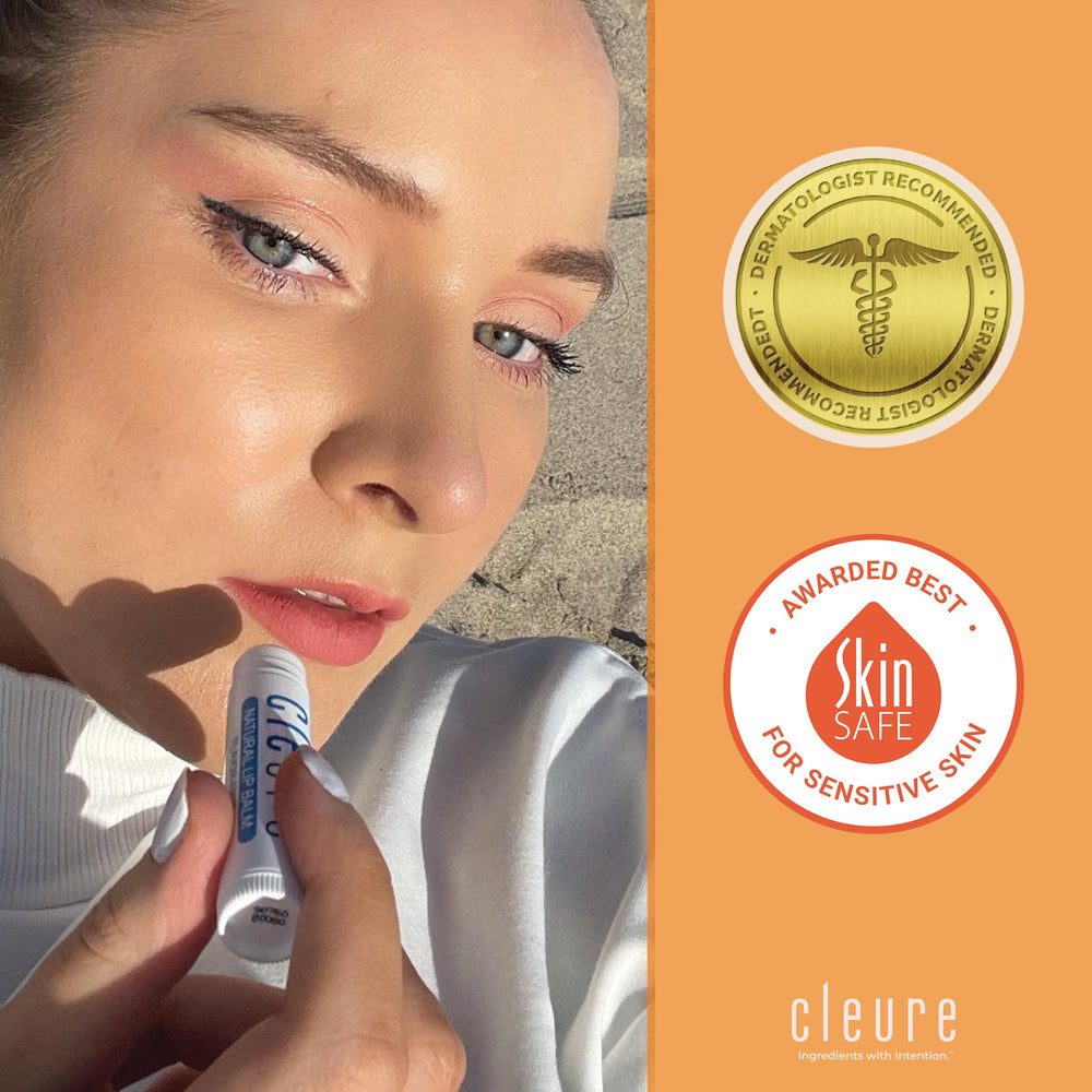 Six-pack Cleure lip balm display ready for gifting or sharing