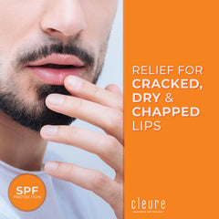 Three-pack packaging for Cleure Organic Lip Balm for everyday use