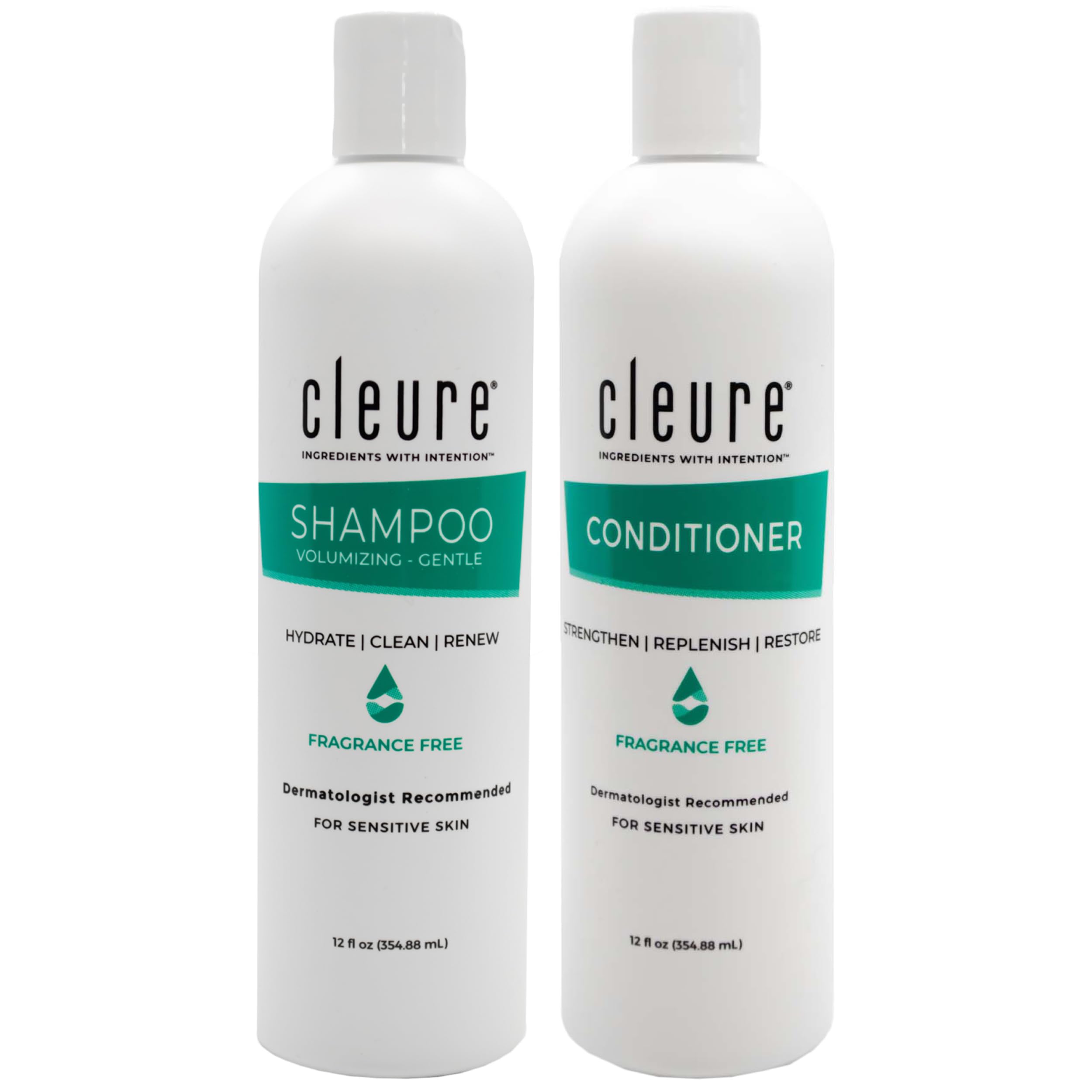 Cleure shampoo bottle pour for a smooth, mess-free application