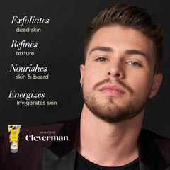 Cleverman jojoba exfoliation texture shot showing gentle scrub for face and beard