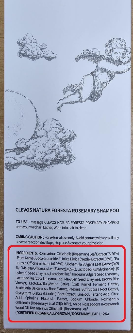 Clevos Natura Foresta Rosemary Shampoo rectangle packaging conveys premium organic care