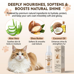 Clidelan Cat Detangler Spray after-use shine highlights glossy, tangle-free fur.
