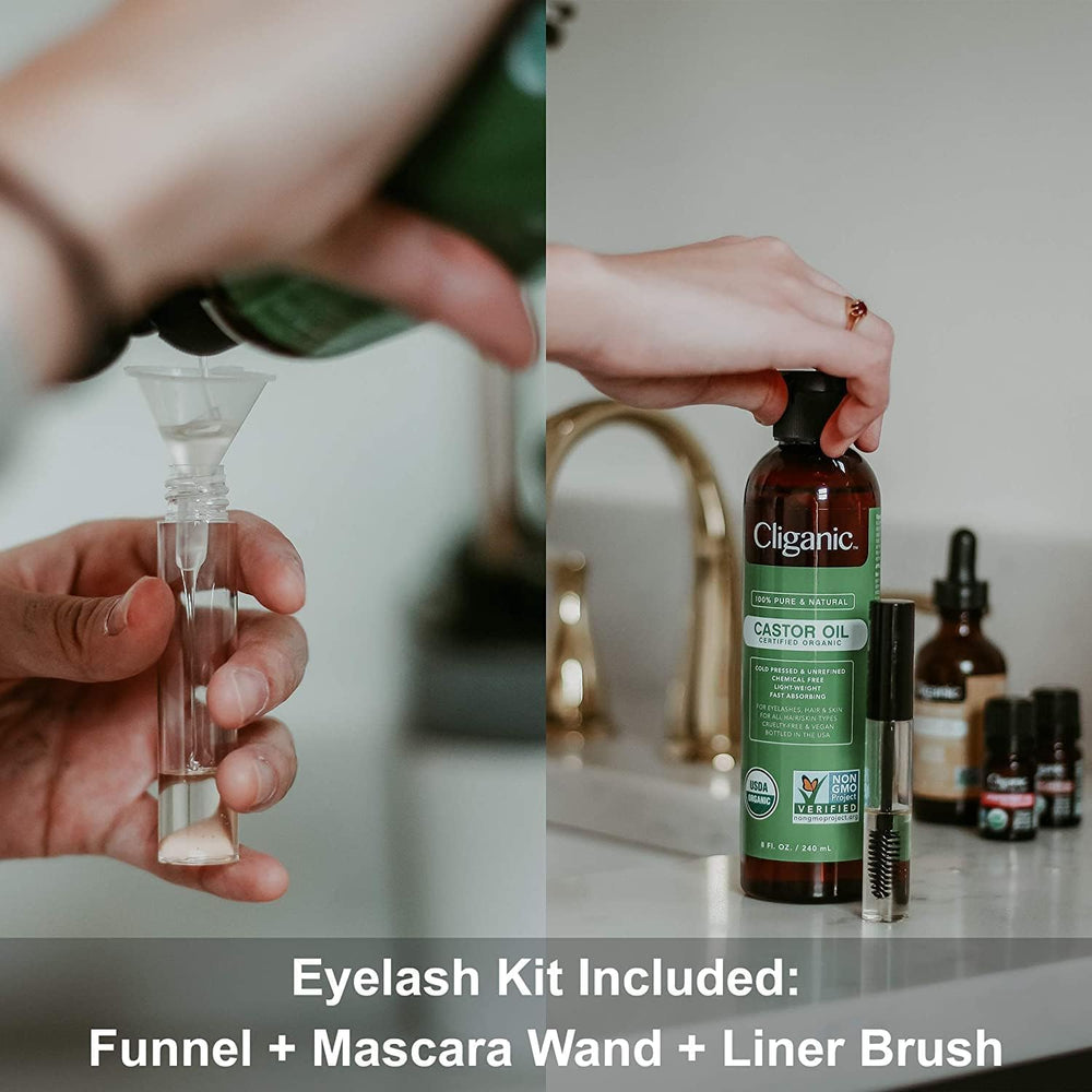 Cliganic castor oil single-ingredient formula for pure lash and brow nourishment
