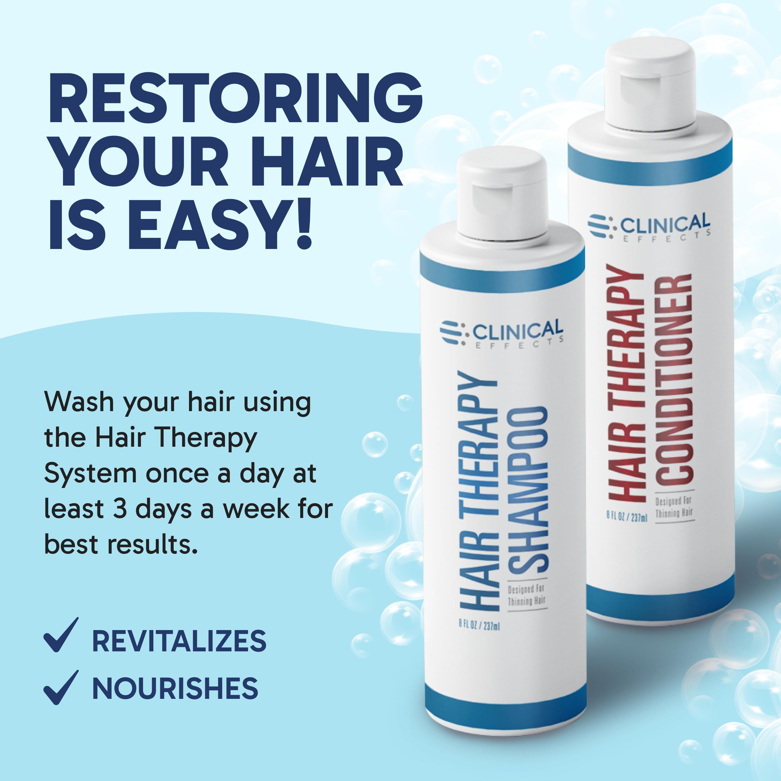Clinical Effects Hair Therapy pump-bottle detail for easy daily use.