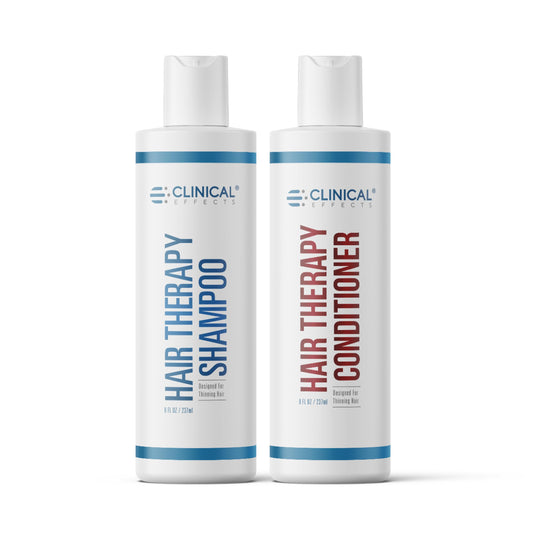 Clinical Effects Hair Therapy Shampoo bottle front showing sulfate-free formula for fuller-looking hair.