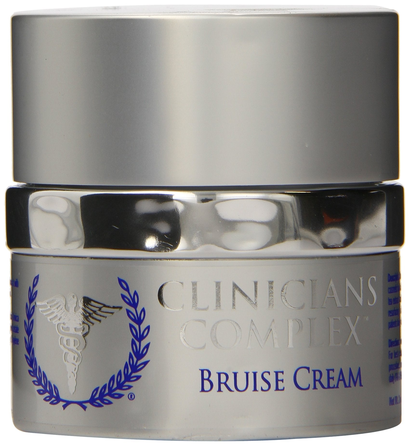 Clinicians Complex Bruise Cream bottle highlights arnica and emu oils for smoother, radiant skin.