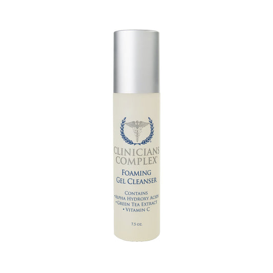 Clinicians Complex foaming gel cleanser bottle with silky lather for refreshed, smooth skin