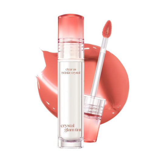 CLIO Professional Crystal Glam Tint 011 Mellow Fig bottle close-up shows glass-like shine.