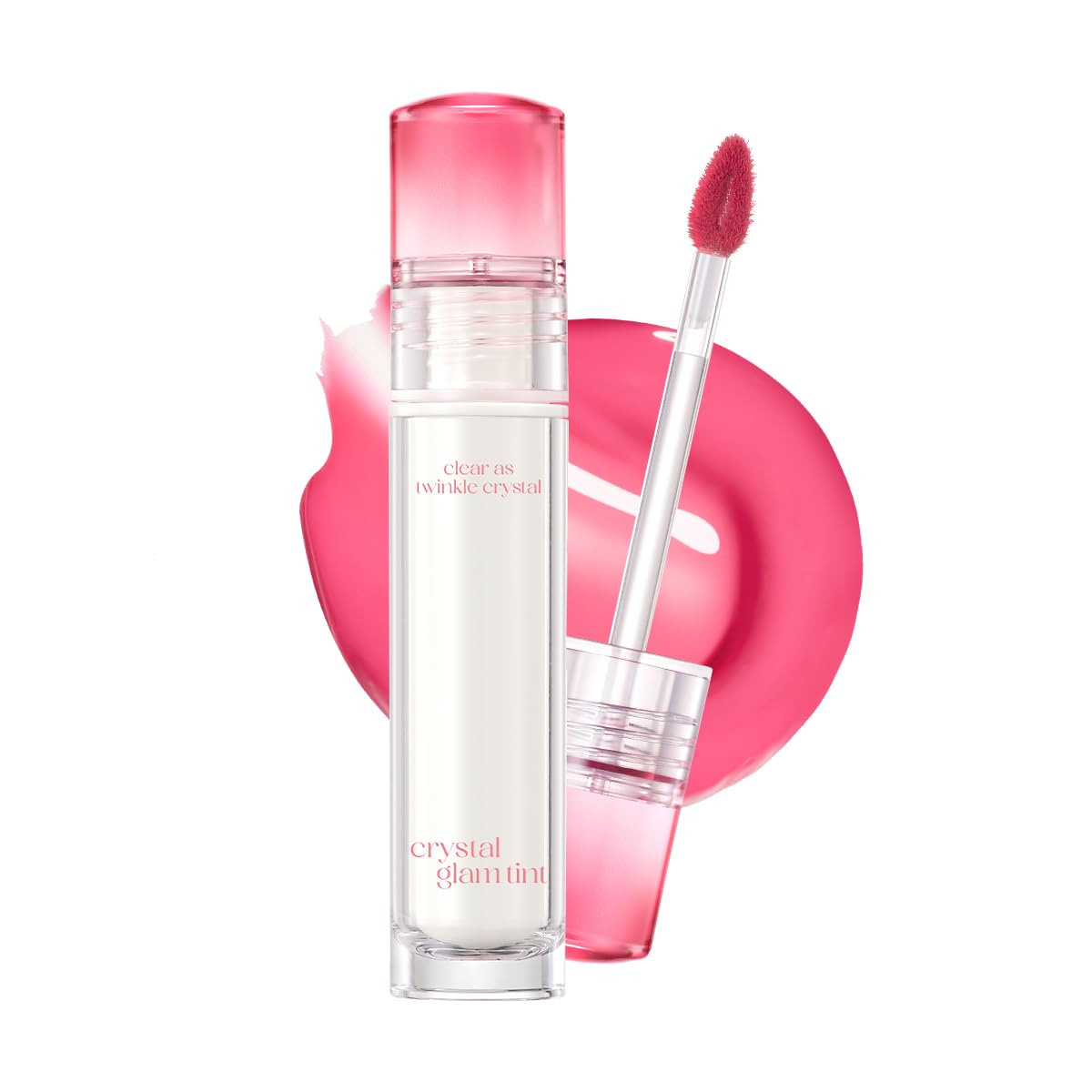 CLIO Crystal Glam Tint 03 Blushed Peach bottle with a sleek, long-lasting shine.