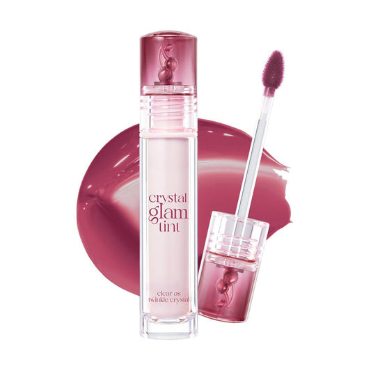 Clio Crystal Glam Tint Mauve Cherry swatch shows buildable color.