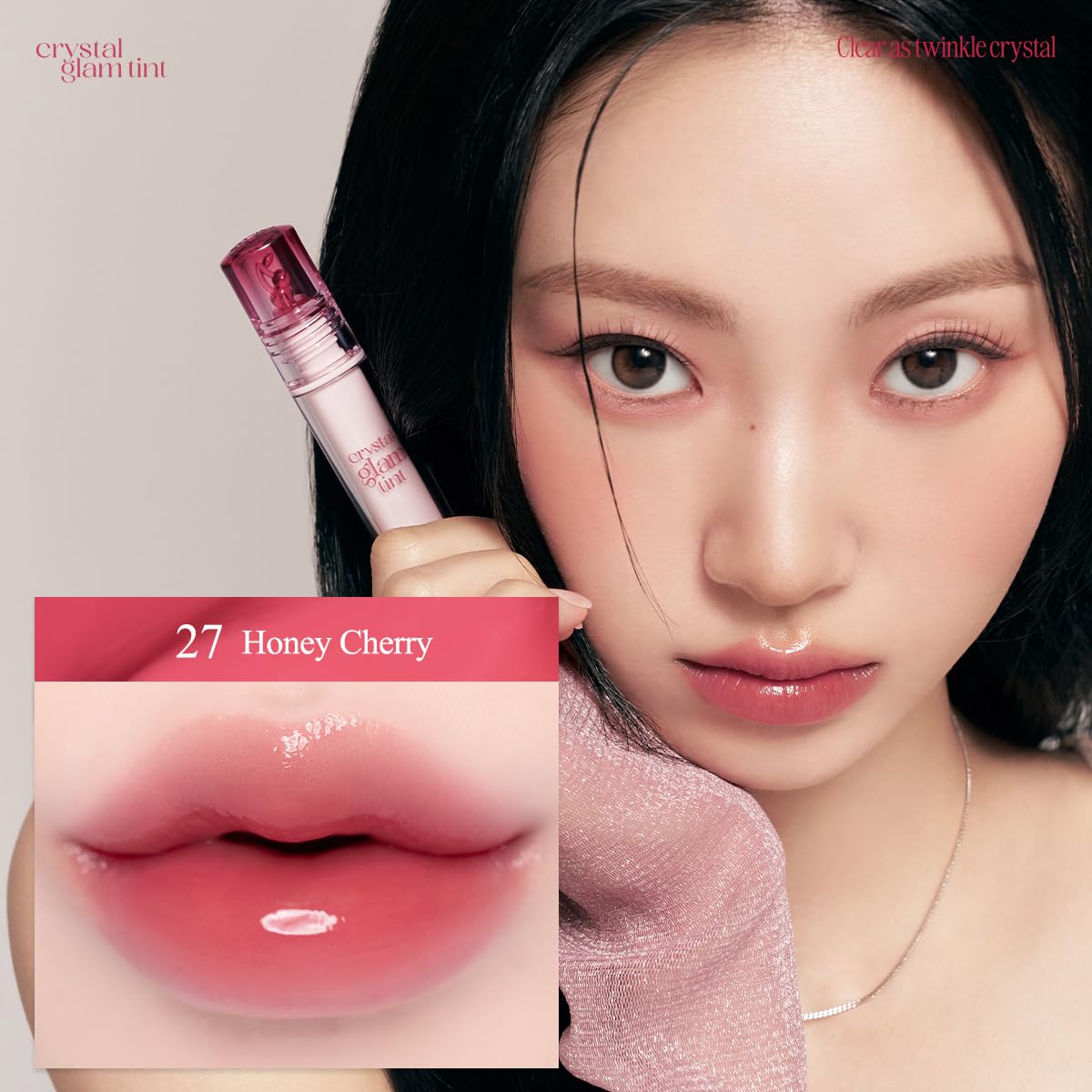 Close-up of lips highlights glossy long-lasting finish on natural lips