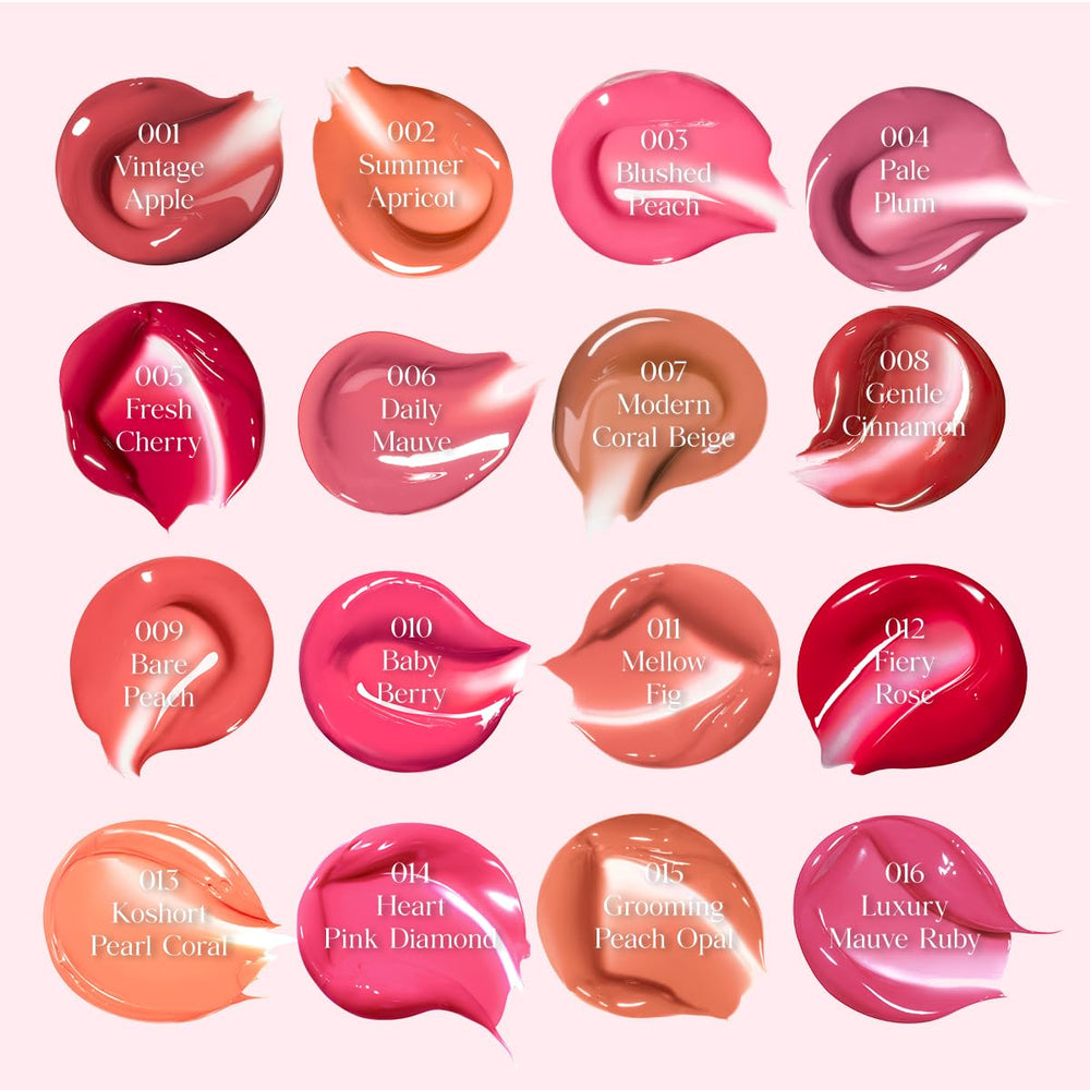 Close-up of glossy lips with glass-like shine and transparency