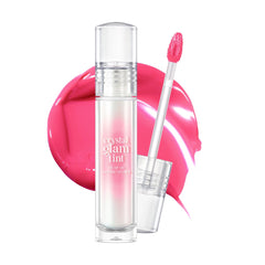 CLIO Crystal Glam Tint Heart Pink Diamond bottle displays a luminous, lightweight glow