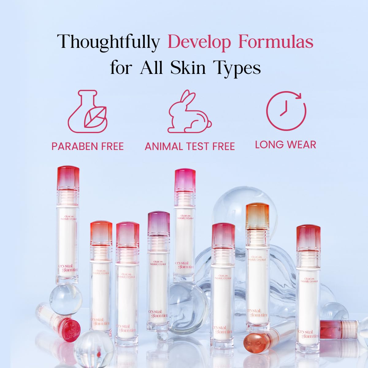 CLIO Crystal Glam Tint packaging enables easy one-swipe glam.