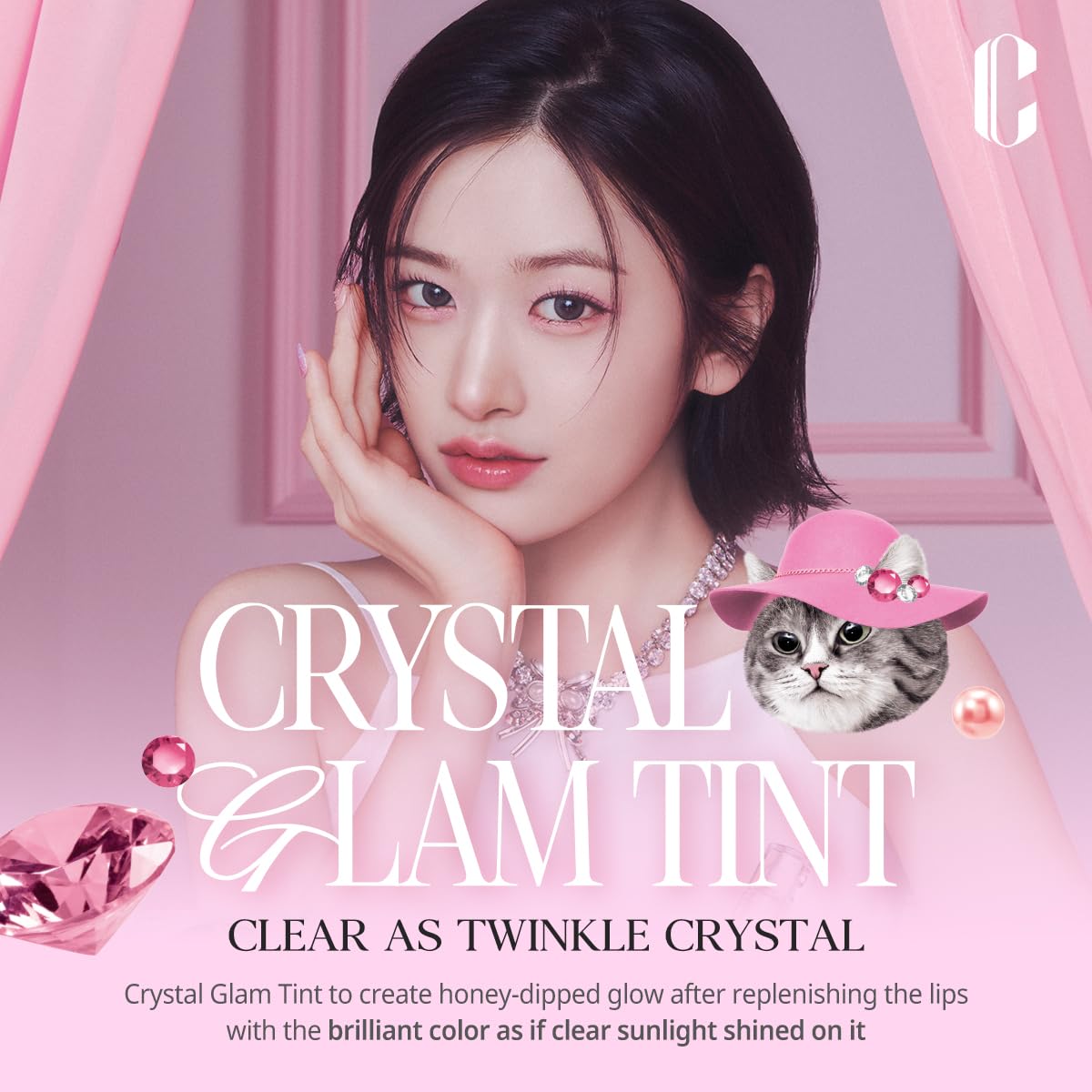 CLIO Crystal Glam Tint with rose oil provides nourishing hydration for lips