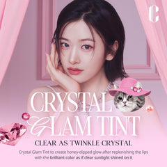 CLIO Crystal Glam Tint with rose oil provides nourishing hydration for lips