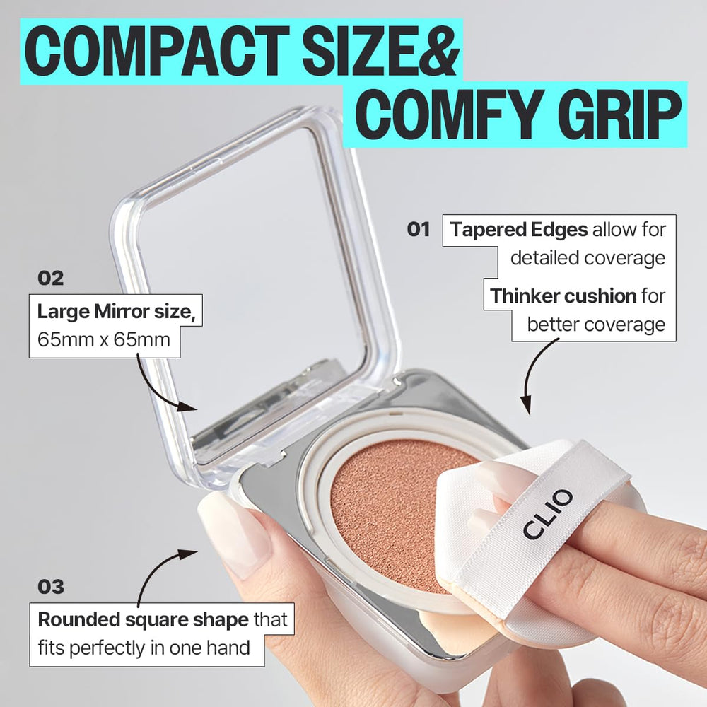 Airy satin texture of CLIO cushion delivers light, even coverage on skin.