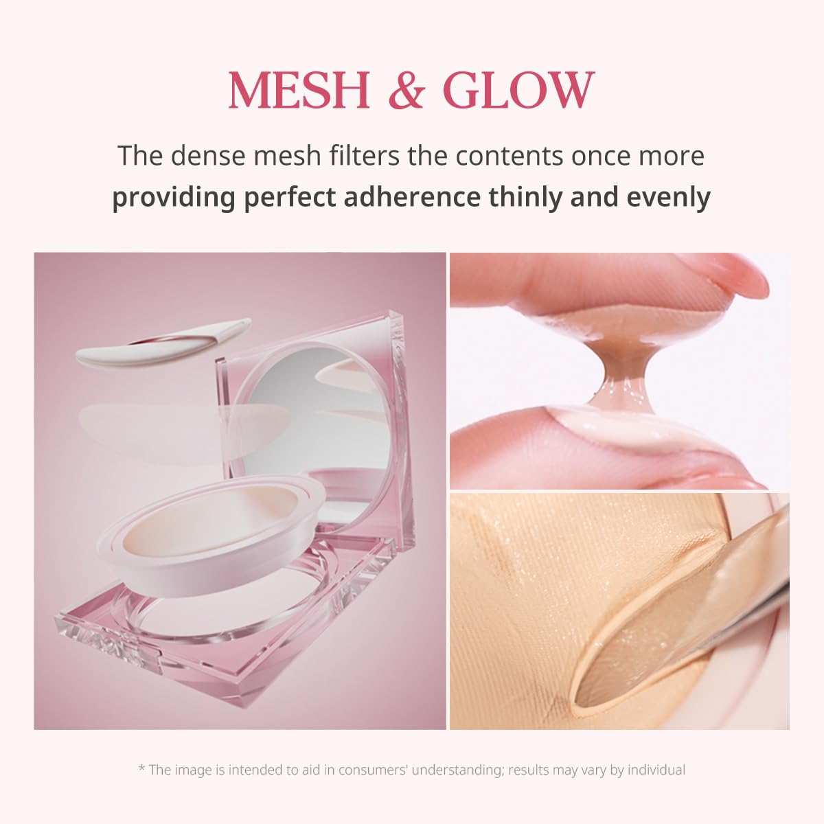 CLIO Kill Cover Mesh Glow Cushion texture swatches reveal natural glow finish