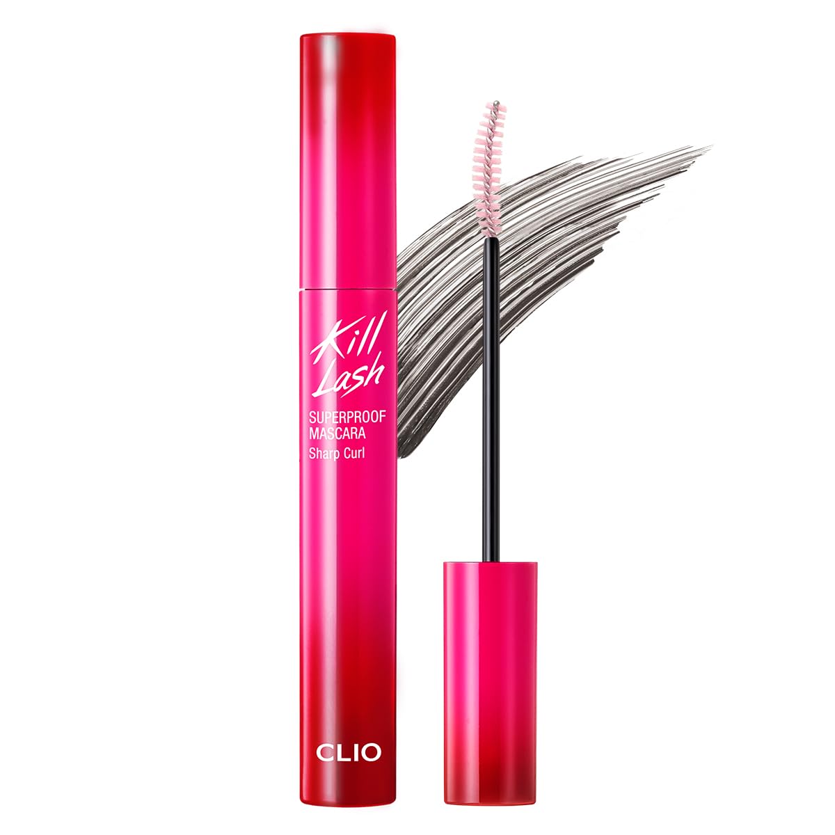 CLIO Kill Lash Superproof Mascara tube showing waterproof formula for all-day hold