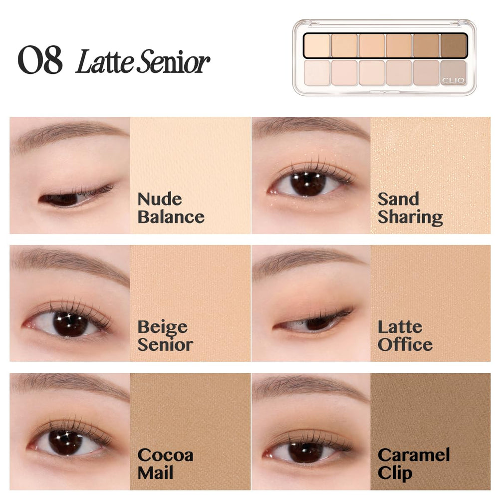 CLIO PRO EYE PALETTE AIR 08 LATTE SENIOR soft-blend texture for effortless seamless application