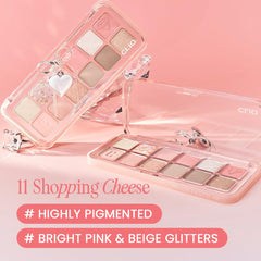 CLIO PRO EYE PALETTE AIR swatches reveal matte, shimmer, and glitter options.