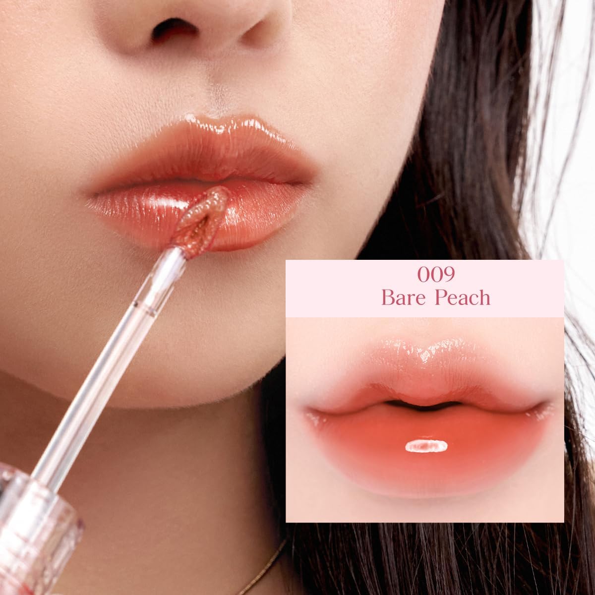 CLIO Professional Crystal Glam Tint on lips after a single swipe for shine