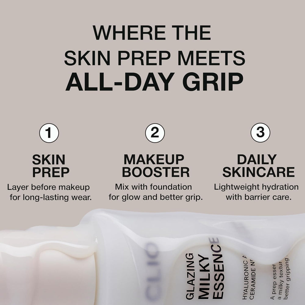 Barrier close-up of CLIO Glazing Milky Essence emphasizing ceramide benefits