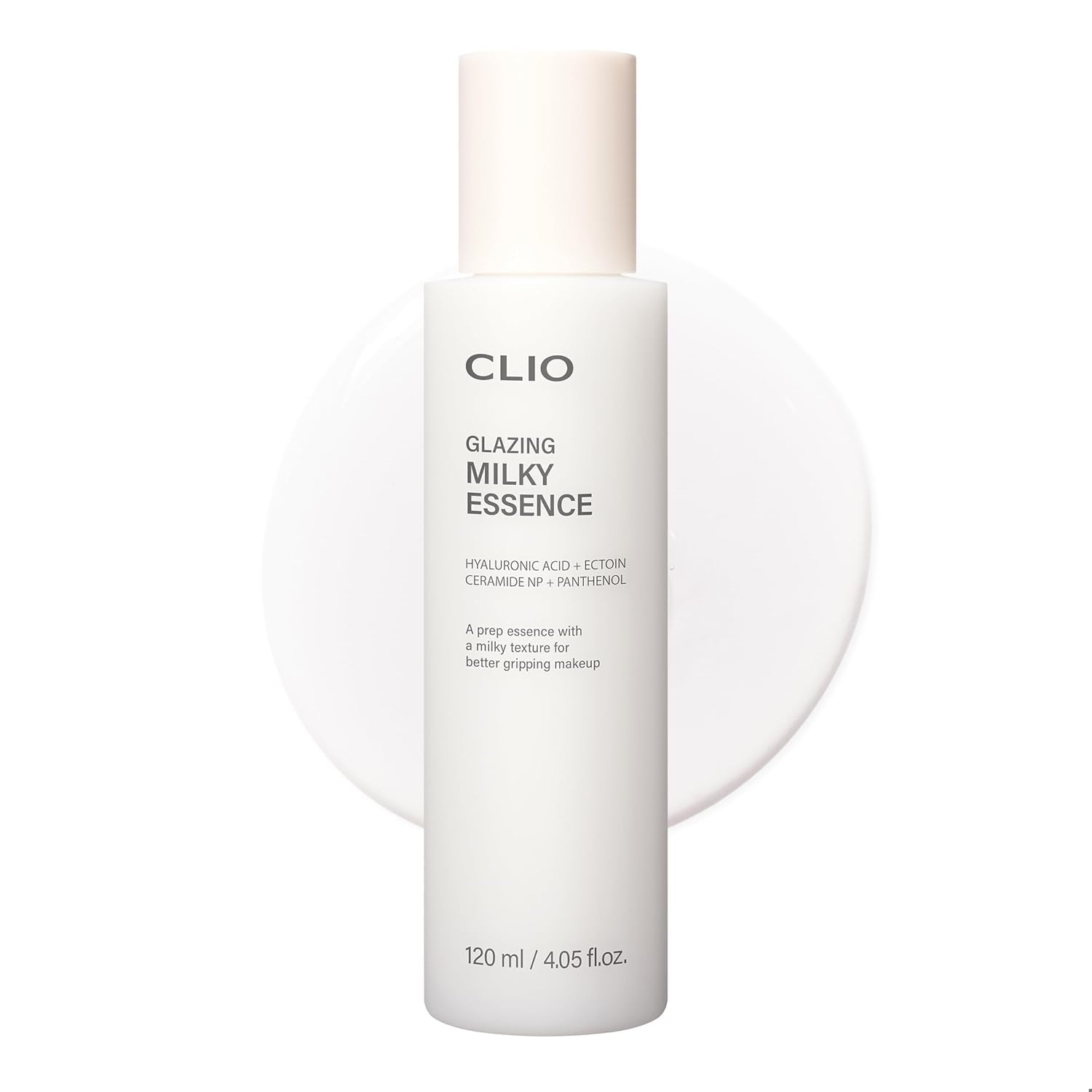 CLIO PROFESSIONAL Glazing Milky Essence bottle shown for hydrated skin and gentle formula