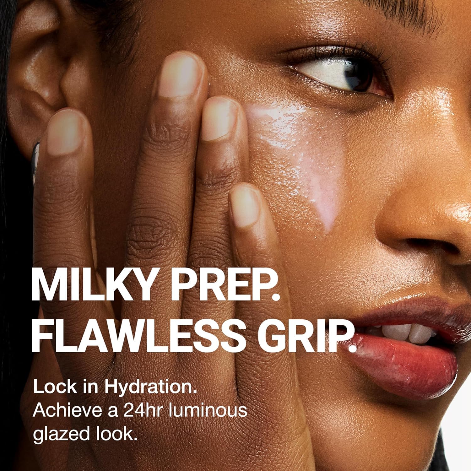 Close-up of milky texture on CLIO Glazing Milky Essence for lightweight hydration