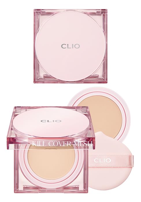 CLIO PROFESSIONAL Kill Cover Mesh Glow Cushion application close-up shows seamless blending.