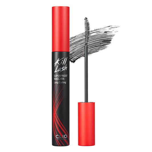CLIO Kill Lash Superproof mascara wand close-up showing precise separation and definition.