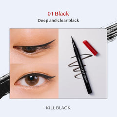 CLIO Superproof Pen Eyeliner swatch shows smooth, even application.