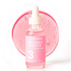 CLIONE PRIME Face Serum bottle close-up showing radiant glow.