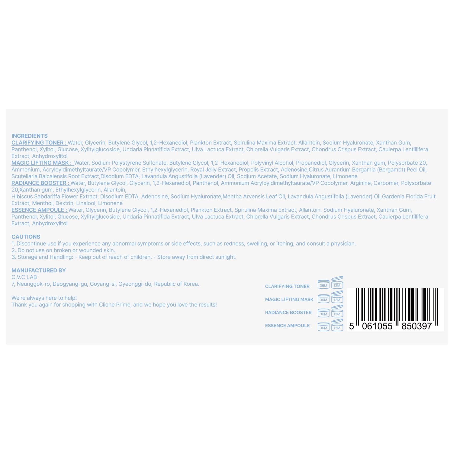 CLIONE PRIME vegan safe dermatology-tested image suitable for sensitive skin.