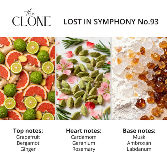 Clone Lost in Symphony No. 83 bottle closeup shows premium depth and lasting sillage.