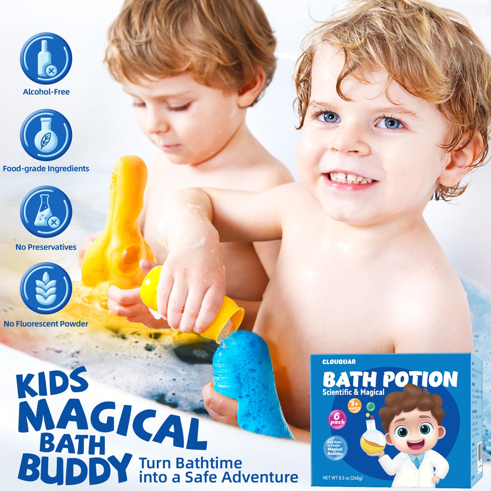 CLOUQUAR bath fizz explodes with color for a delightful soak.