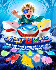 CLOUQUAR shark bath bombs reveal glow-in-the-dark sea toys during baths