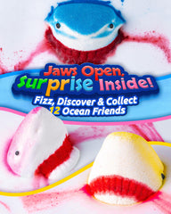 CLOUQUAR shark bath bombs fizz with red bubbles for an exciting bath show